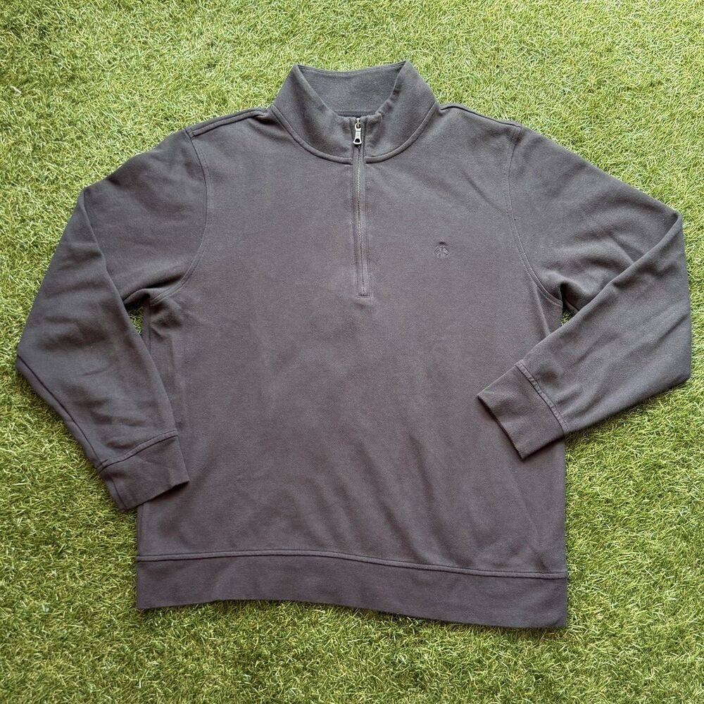Brooks Brothers Black Quarter Zip Pullover Sweater Mens Large Cotton Blend